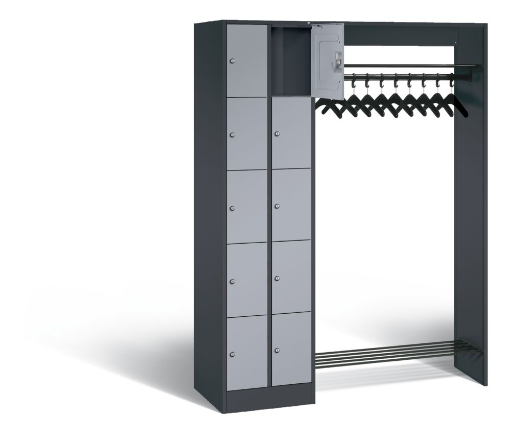 Produktbild C+P Garderobe Serie 8070 links mit Fächerschrank in weißalu 1410 x 480 x 1950 mm bild 2