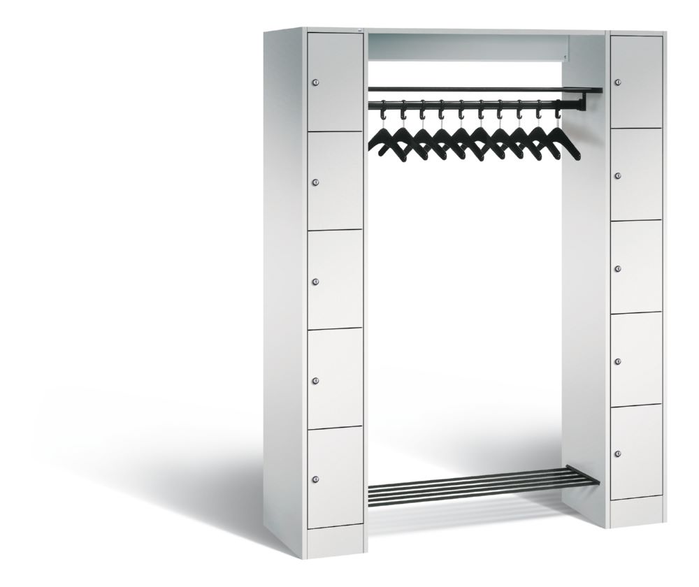 Produktbild C+P Freistehende Garderobe Serie 8070 lichtgrau 1430 x 480 x 1950 mm