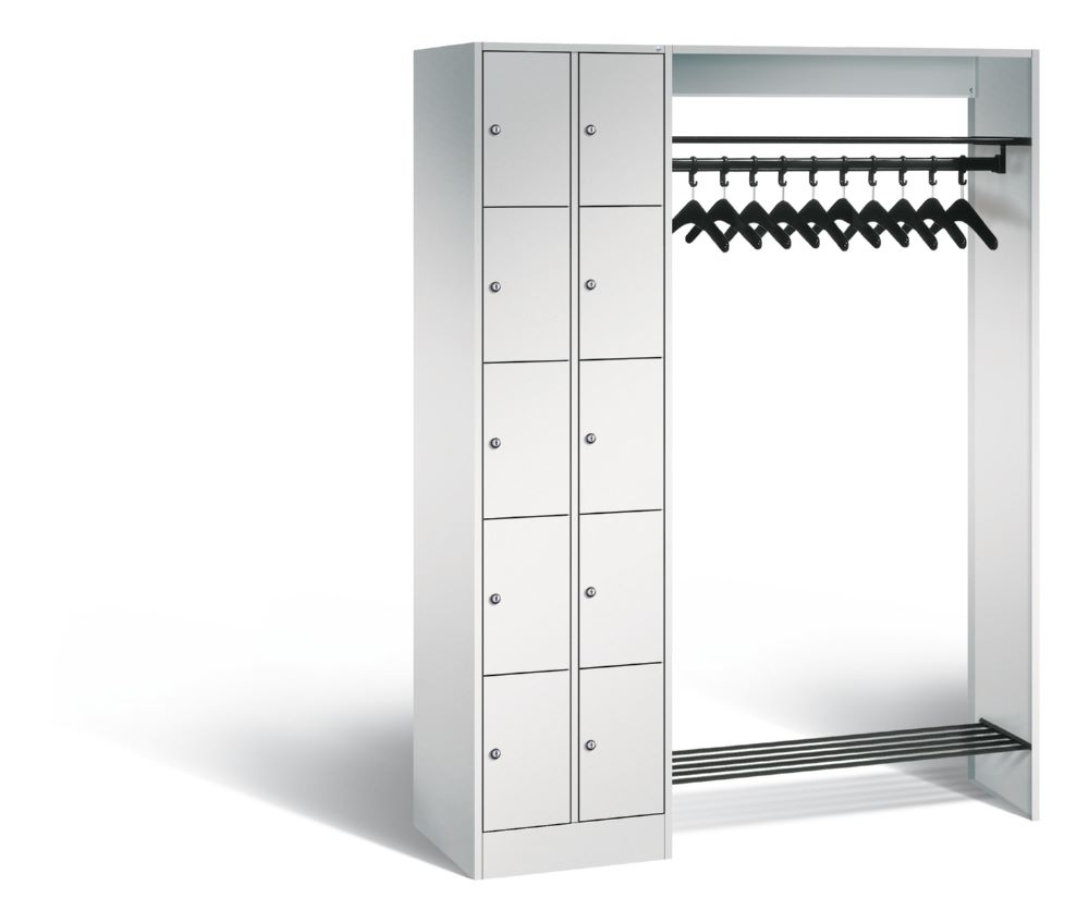 Produktbild C+P Garderobe Serie 8070 mit 1 Fächerschrank lichtgrau 1410 x 480 x 1950 mm