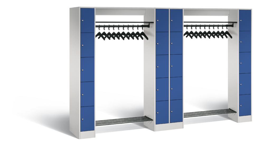 Produktbild C+P Garderobefächerschrank Serie 8070 1950 x 2840 x 480 mm lichtgrau enzianblau