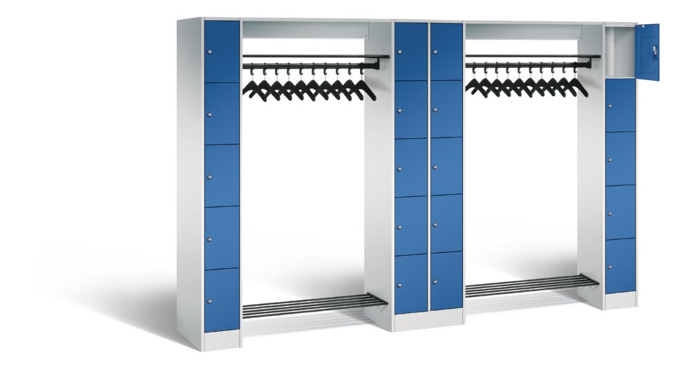 Produktbild C+P Garderobefächerschrank Serie 8070 1950 x 2840 x 480 mm lichtgrau enzianblau bild 2
