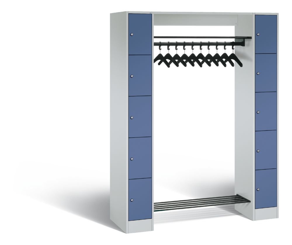 Produktbild C+P Freistehende Garderobe mit Fächer Serie 8070 fernblau 1430 x 480 x 1950 mm