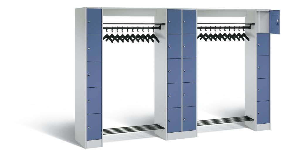 Produktbild C+P Garderobefächerschrank Serie 8070 1950 x 2840 x 480 mm lichtgrau fernblau bild 2