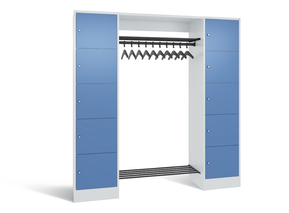 Produktbild C+P Garderobenfächerschrank Serie 8070 1950 x 1870 x 480 mm lichtgrau fernblau