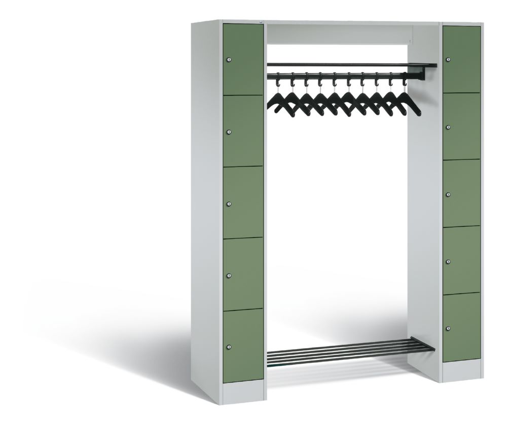 Produktbild C+P Freistehende Garderobe Serie 8070 abschließbar resedagrün 1430 x 480 x 1950 mm bild 1