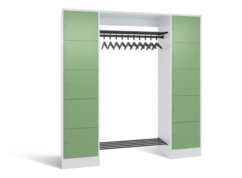 Produktbild C+P Garderobenfächerschrank Serie 8070 1950 x 1870 x 480 mm lichtgrau resedagrün