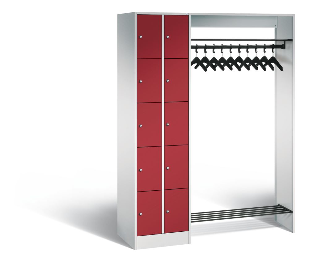 Produktbild C+P Garderobe Serie 8070 mit Fächerschrank in rubinrot 1410 x 480 x 1950 mm
