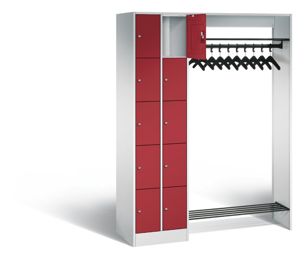 Produktbild C+P Garderobe Serie 8070 mit Fächerschrank in rubinrot 1410 x 480 x 1950 mm bild 2