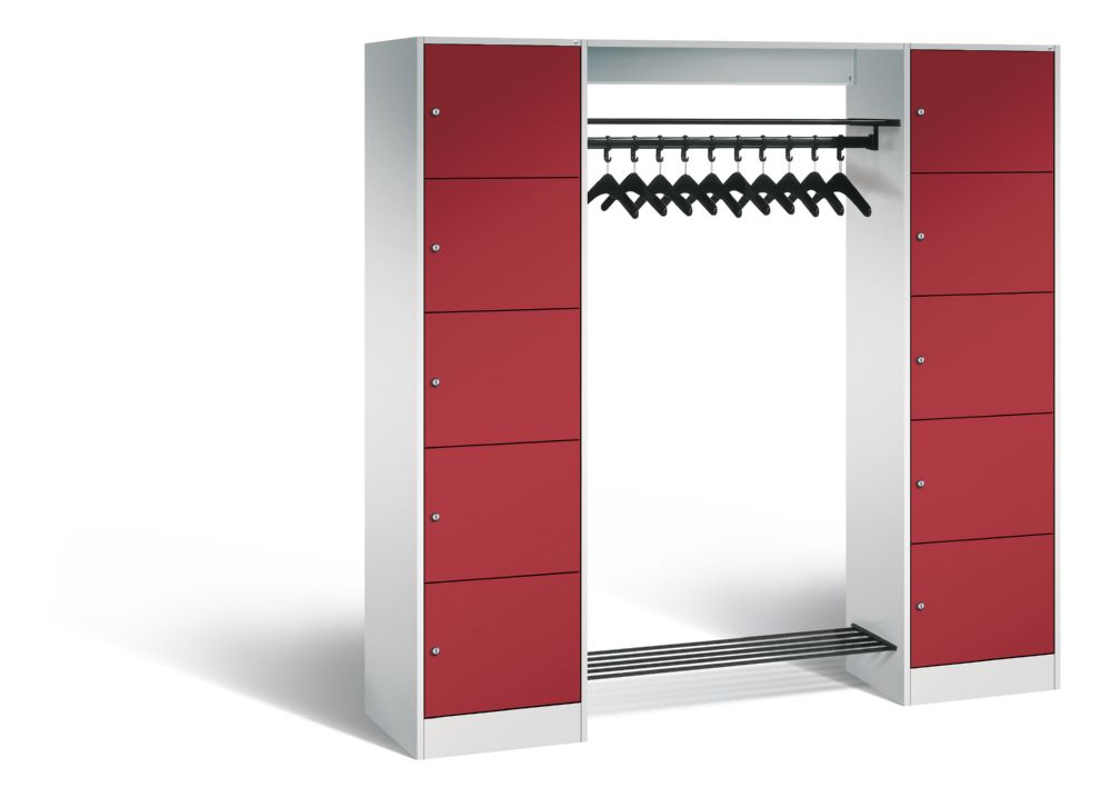 Produktbild C+P Garderobenfächerschrank Serie 8070 1950 x 1870 x 480 mm lichtgrau rubinrot