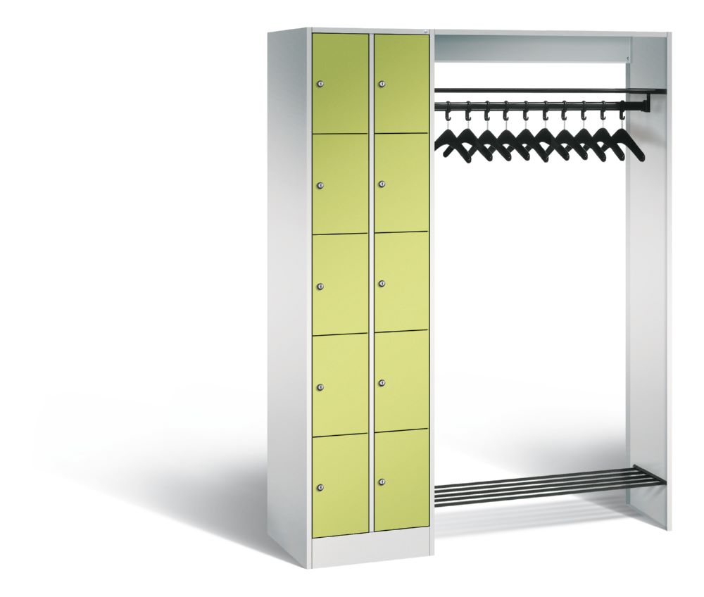 Produktbild C+P Garderobe Serie 8070 links mit Fächerschrank in viridingrün 1410 x 480 x 1950 mm