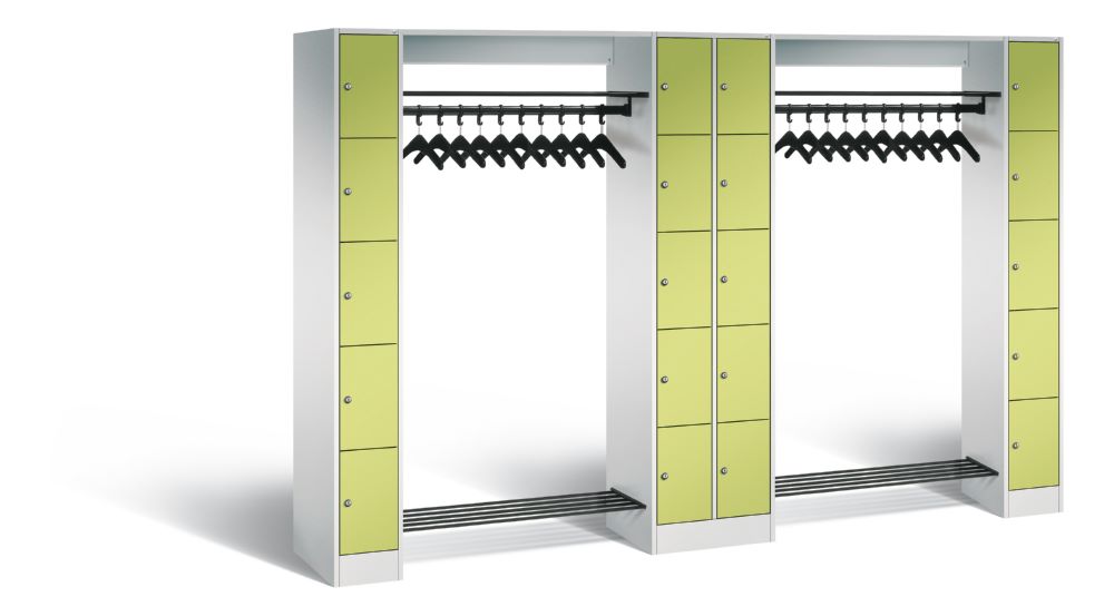Produktbild C+P Garderobefächerschrank Serie 8070 1950 x 2840 x 480 mm lichtgrau viridingrün