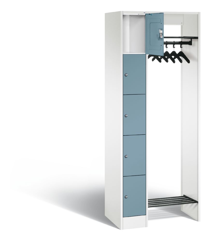 Produktbild C+P Garderobe Serie 8070 1 Schrank 5 Fächer weiß horizontblau 740 x 480 x 1950 mm bild 2