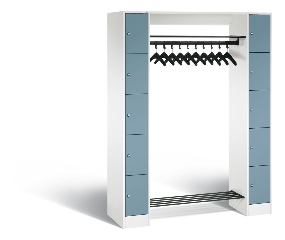 Produktbild C+P Garderobenfächerschrank Serie 8070 1950 x 1430 x 480 mm weiß horizontblau