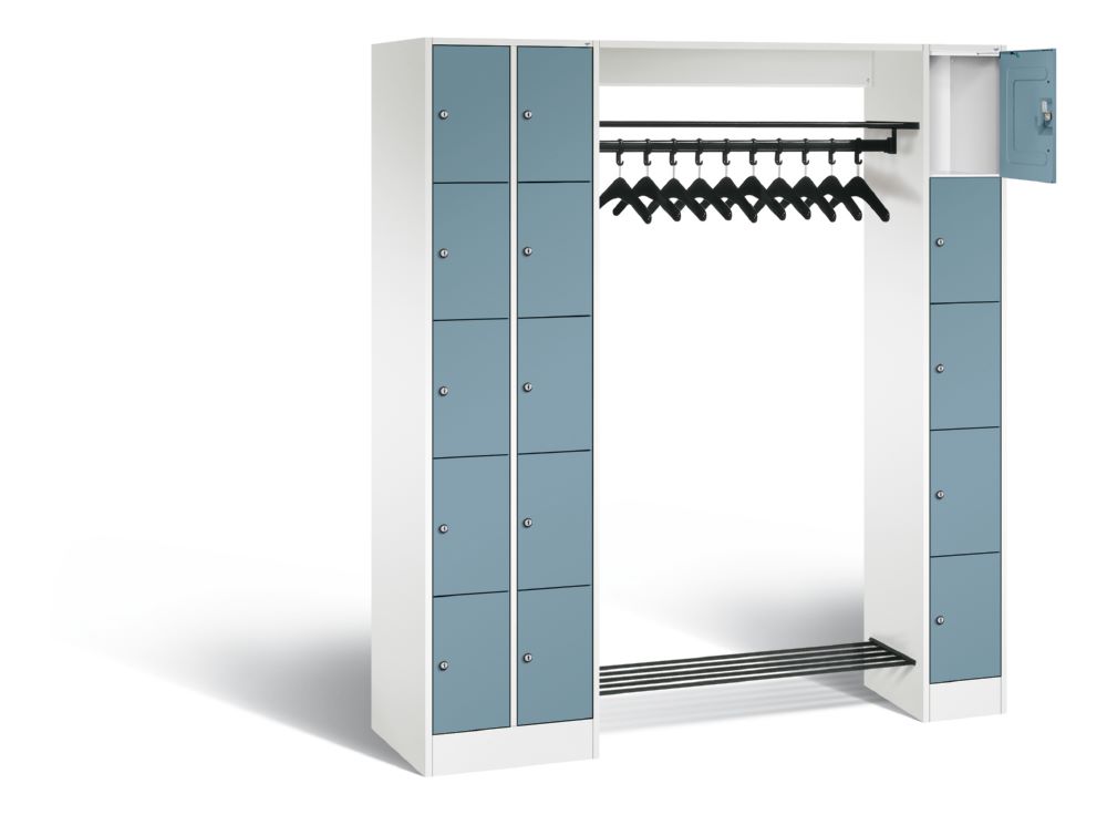 Produktbild C+P Garderobefächerschrank Serie 8070 1950 x 2100 x 480 mm weiß horizontblau bild 2