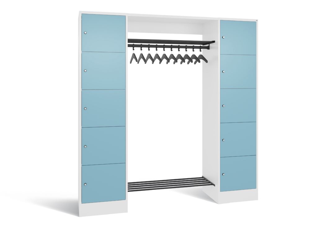 Produktbild C+P Garderobefächerschrank Serie 8070 1950 x 1870 x 480 mm weiß horizontblau