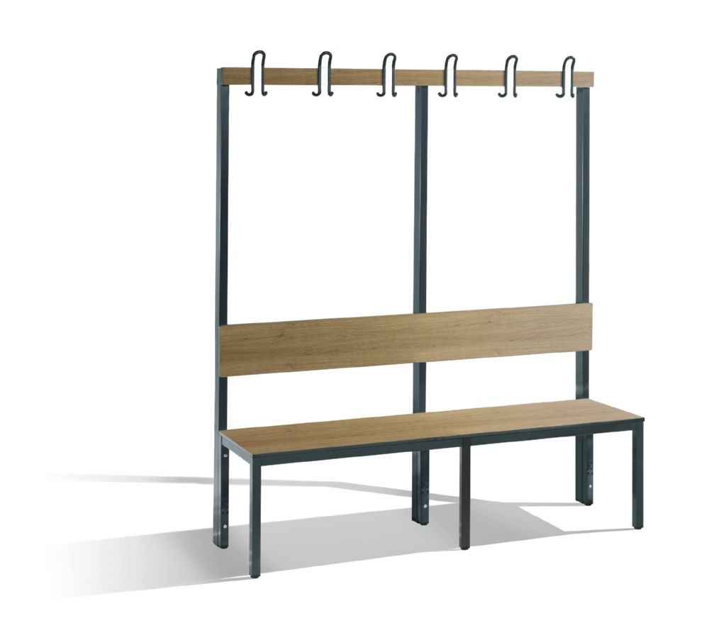 Produktbild C+P Garderobenbank einseitig für Feuchtraum HPL Eiche Sereno 1500 x 407 x 1650 mm