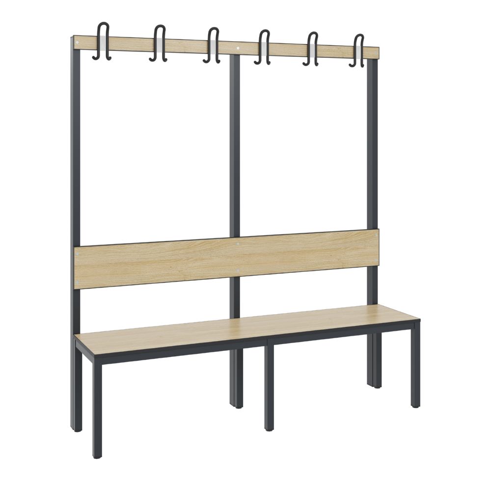 Produktbild C+P Garderobenbank einseitig für Feuchtraum HPL Eiche Sereno 1500 x 407 x 1650 mm bild 2