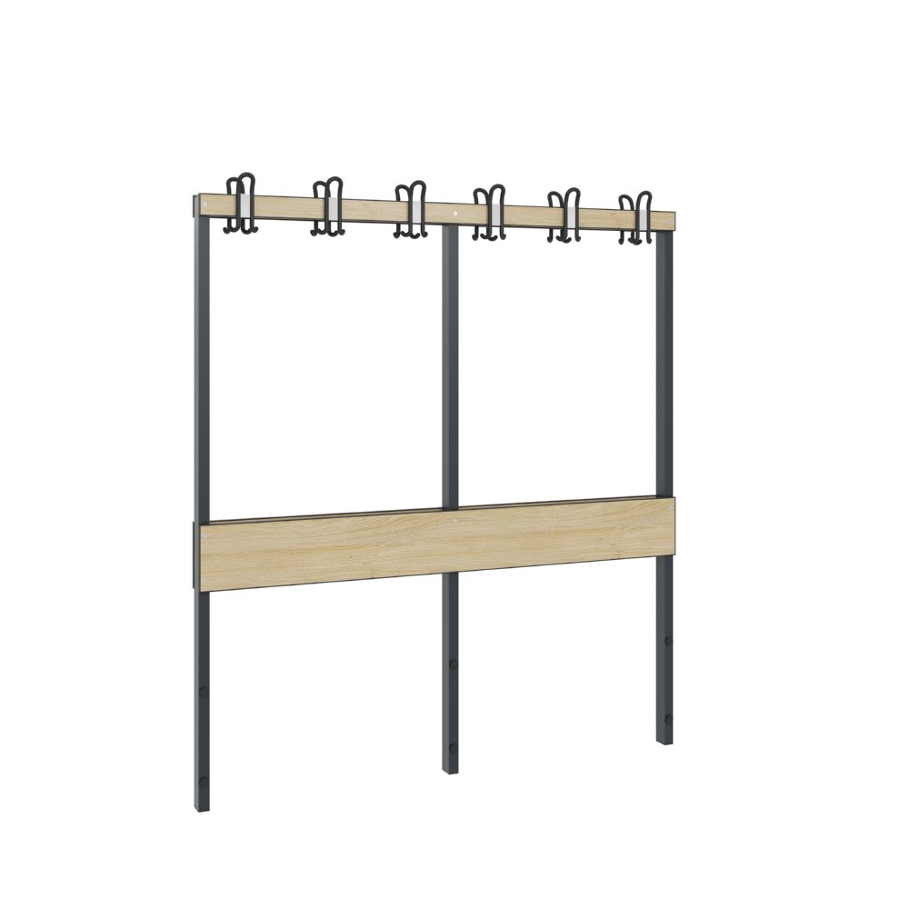 Produktbild C+P Garderobenbank für Feuchträume schwarzgrau HPL Eiche 1500 x 750 x 1650 mm