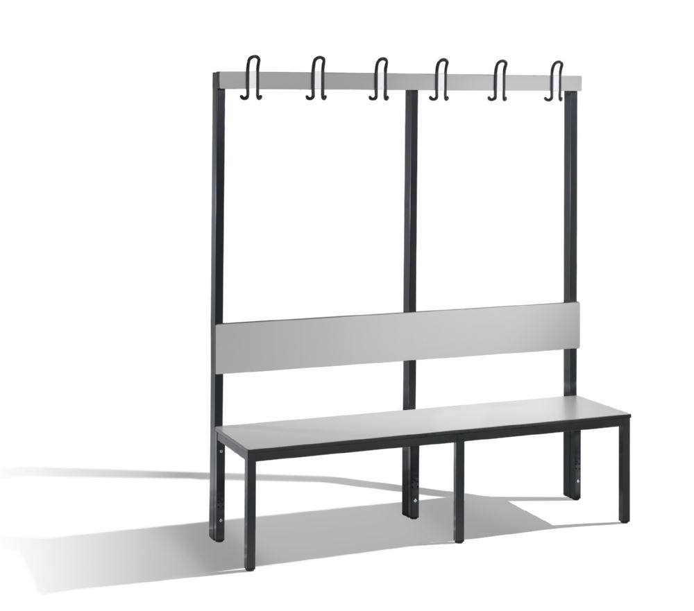 Produktbild C+P Garderobenbank einseitig für Feuchtraum HPL grau 1500 x 407 x 1650 mm