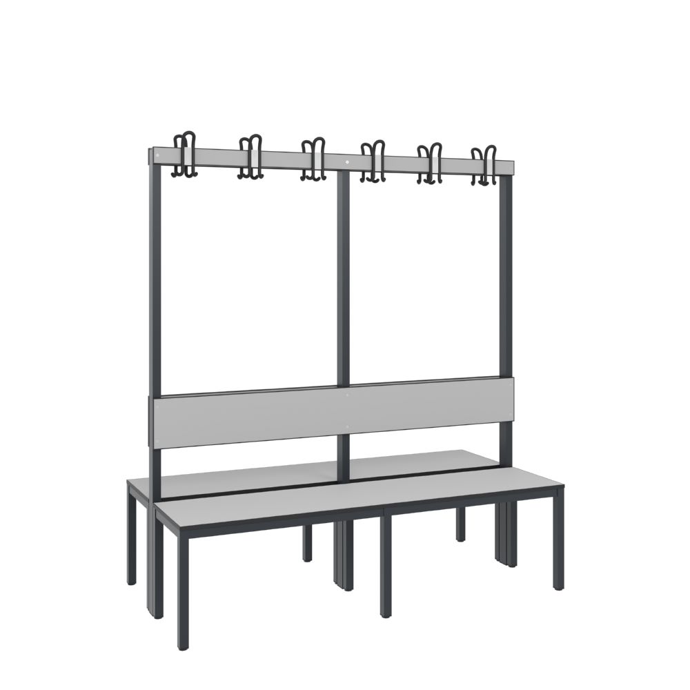 Produktbild C+P Garderobenbank 2-seitig Feuchtraum 1650 x 1500 x 760 mm schwarzgrau HPL grau bild 2