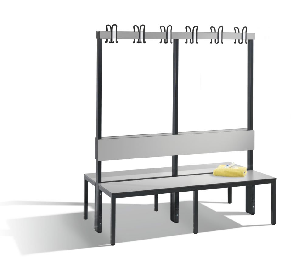 Produktbild C+P Garderobenbank 2-seitig Feuchtraum 1650 x 1500 x 760 mm schwarzgrau HPL grau bild 3