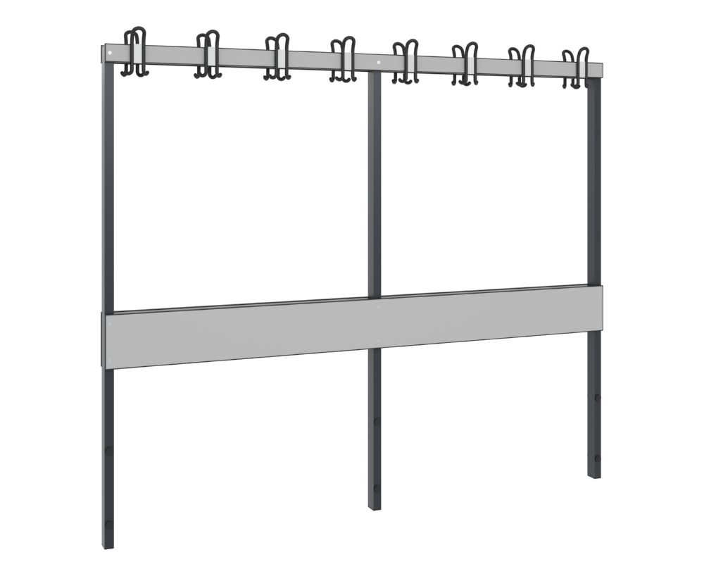 Produktbild C+P Garderobenbank für Feuchtraum schwarzgrau HPL grau 1960 x 750 x 1650 mm