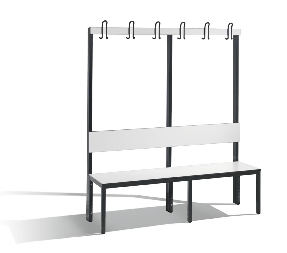 Produktbild C+P Garderobenbank einseitig für Feuchtraum HPL weiß 1500 x 407 x 1650 mm