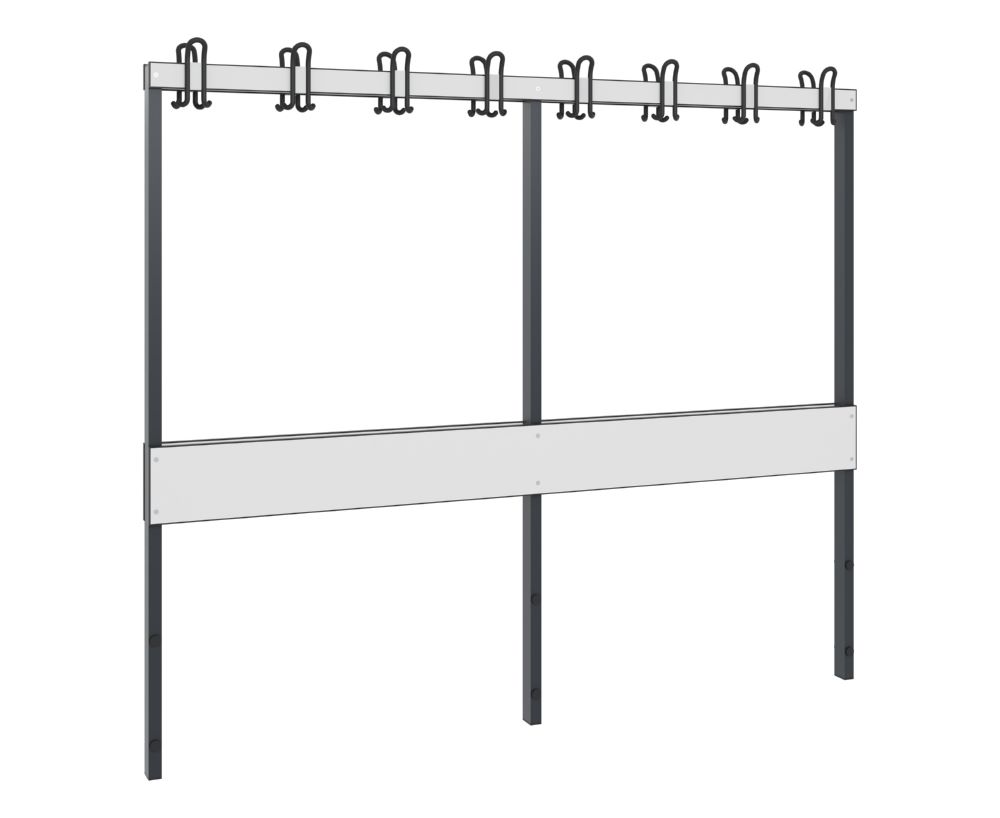 Produktbild C+P Garderobenbank 2 seitig für Feuchtraum schwarzgrau HPL weiß 1960 x 750 x 1650 mm