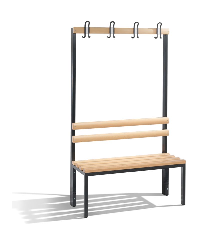 Produktbild C+P Garderobenbank mit Sitzbank schwarzgrau Buche 1000 x 400 x 1650 mm