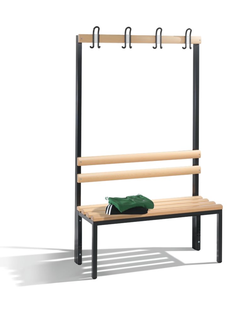 Produktbild C+P Garderobenbank mit Sitzbank schwarzgrau Buche 1000 x 400 x 1650 mm bild 2