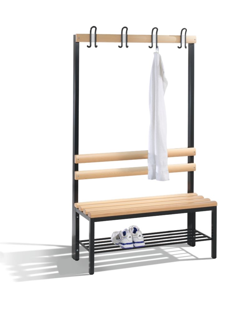 Produktbild C+P Garderobenbank mit Doppelhaken schwarzgrau 1000 x 400 x 1650 mm bild 2