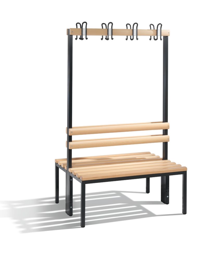 Produktbild C+P Garderobenbank zweiseitig mit Lehne schwarzgrau 1000 x 750 x 1650 mm