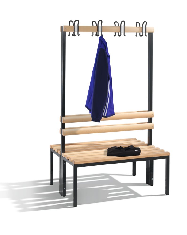 Produktbild C+P Garderobenbank zweiseitig mit Lehne schwarzgrau 1000 x 750 x 1650 mm bild 2