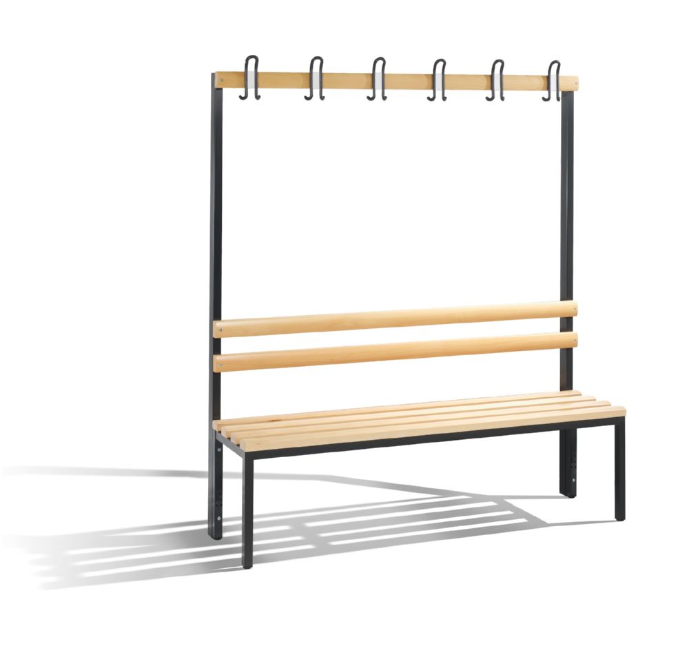 Produktbild C+P Garderobenbank mit Bodengleiter 1 seitig schwarzgrau 1500 x 400 x 1650 mm