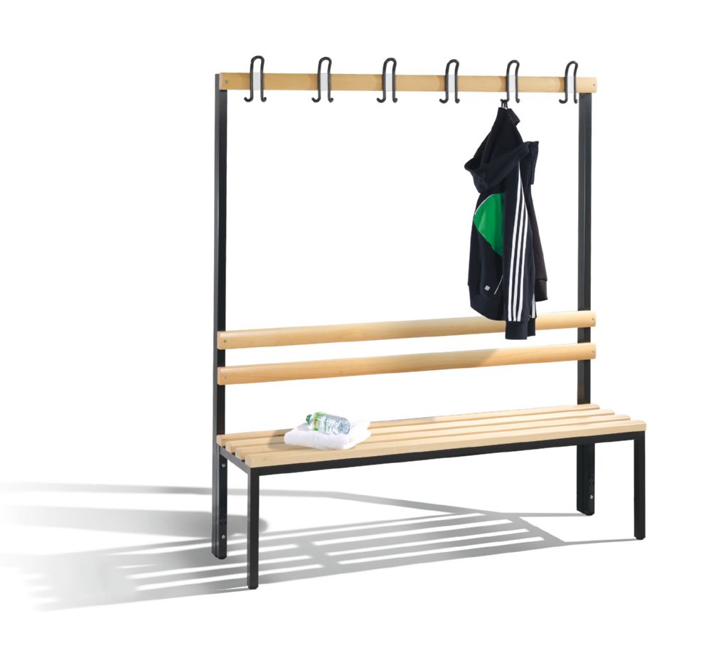 Produktbild C+P Garderobenbank mit Bodengleiter 1 seitig schwarzgrau 1500 x 400 x 1650 mm bild 2