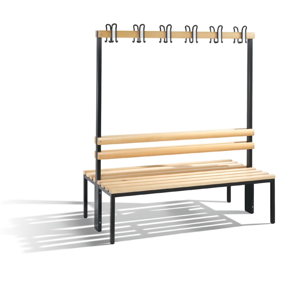 Produktbild C+P Garderobenbank 2 seitig mit Haken schwarzgrau Buche 1500 x 750 x 1650 mm bild 1