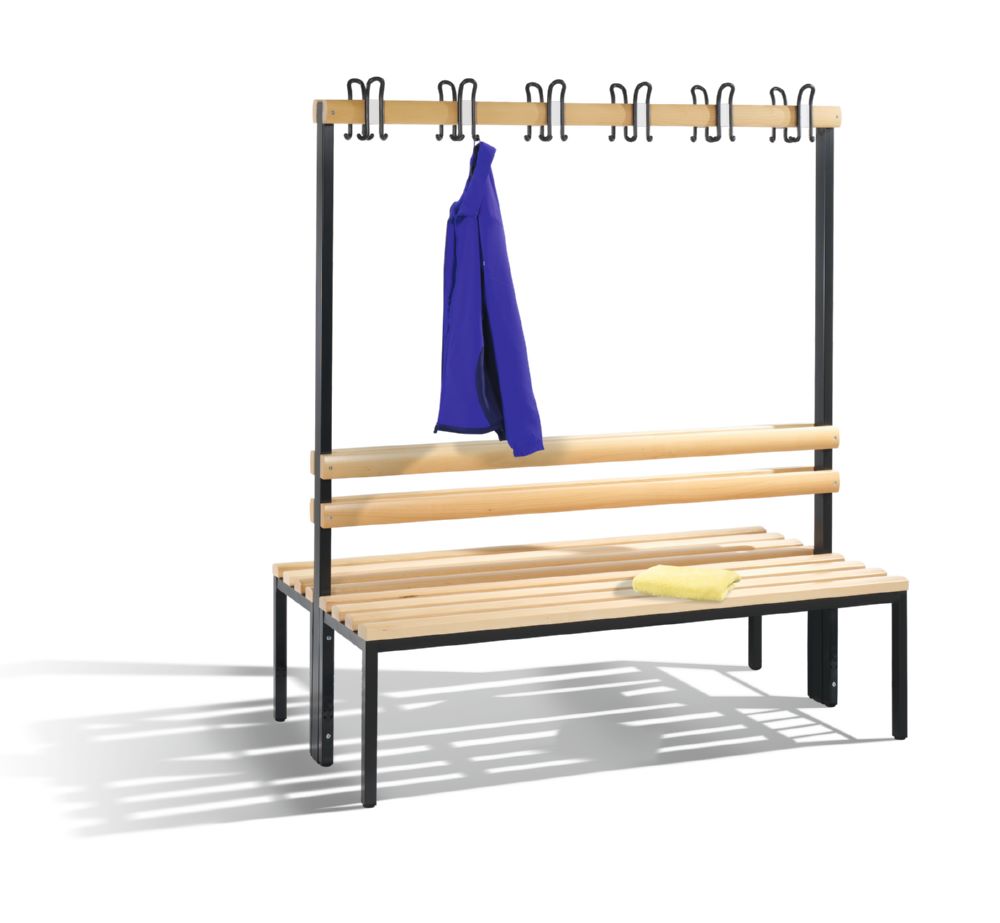 Produktbild C+P Garderobenbank 2 seitig mit Haken schwarzgrau Buche 1500 x 750 x 1650 mm bild 2