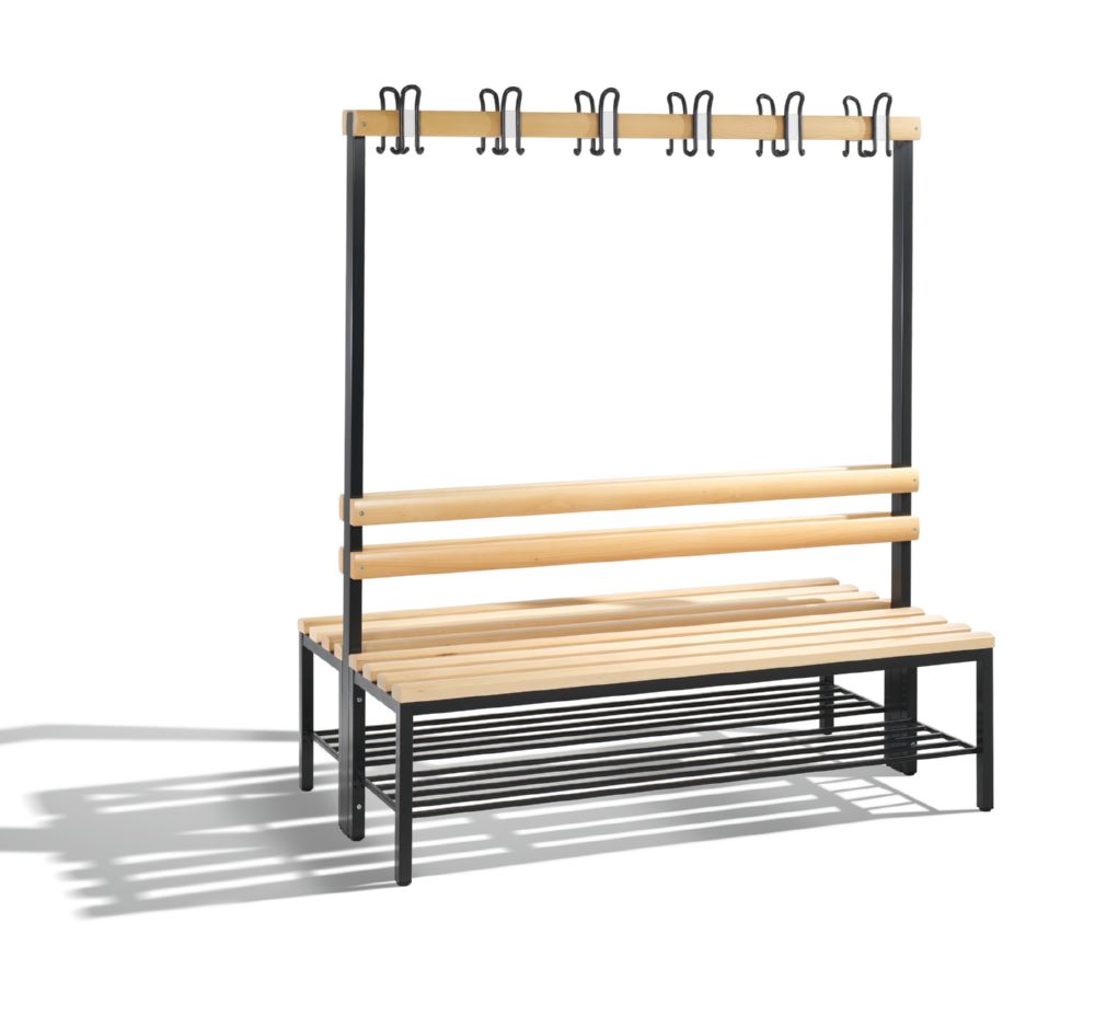 Produktbild C+P Garderobenbank 2-seitig H 1650 x B 1500 x T 750 mm schwarzgrau bild 1