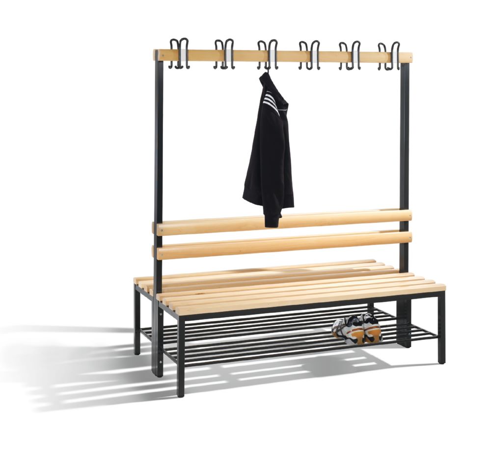 Produktbild C+P Garderobenbank 2-seitig H 1650 x B 1500 x T 750 mm schwarzgrau bild 2