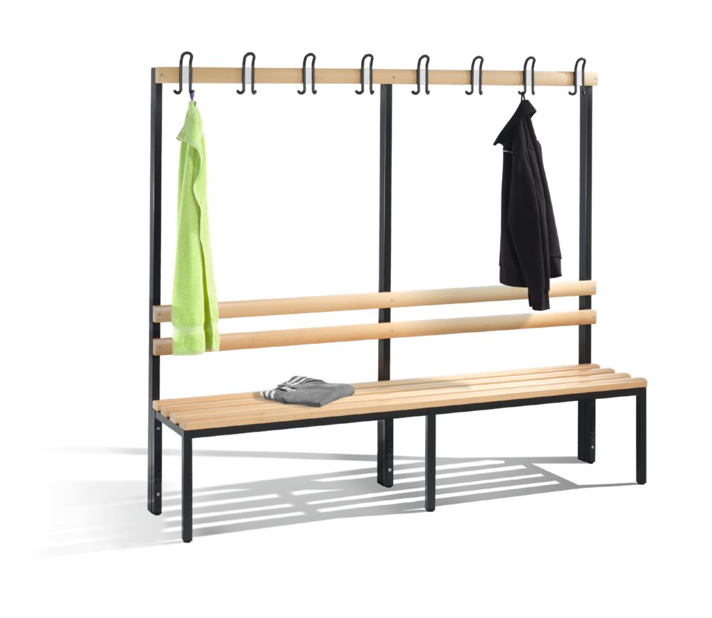 Produktbild C+P Garderobenbank mit Rückenlehne schwarzgrau 1960 x 400 x 1650 mm bild 2