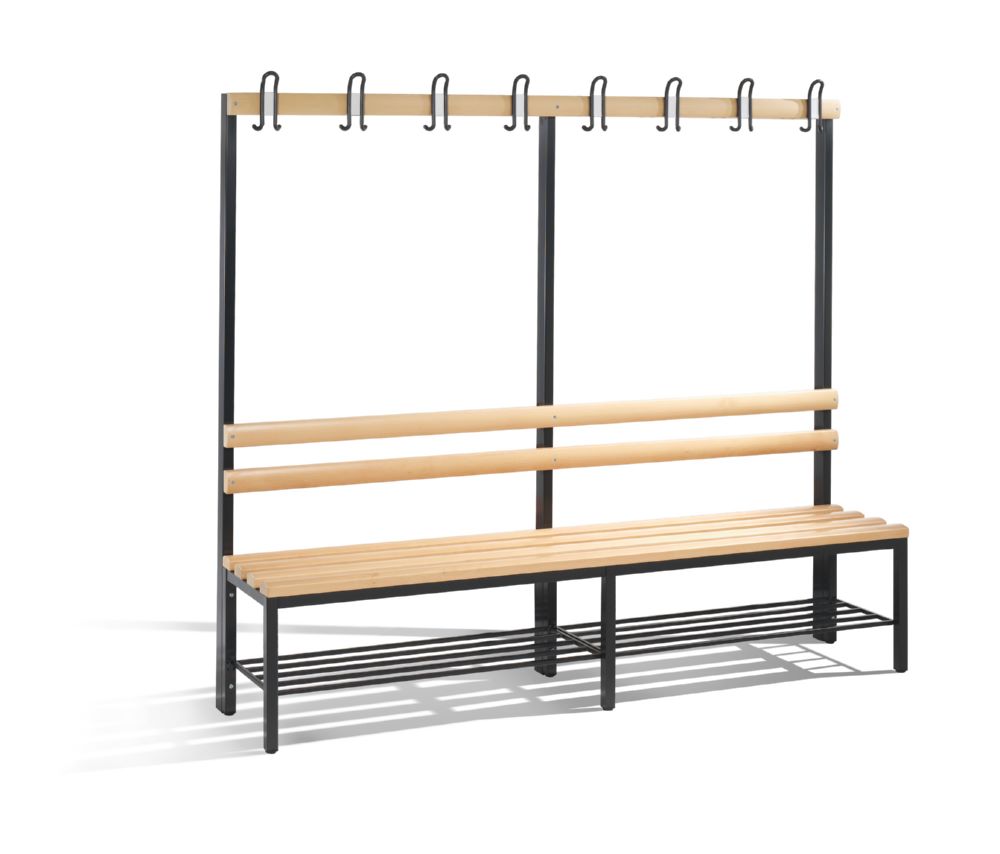 Produktbild C+P Garderobenbank Traglast bis 750 kg schwarzgrau 1960 x 400 x 1650 mm