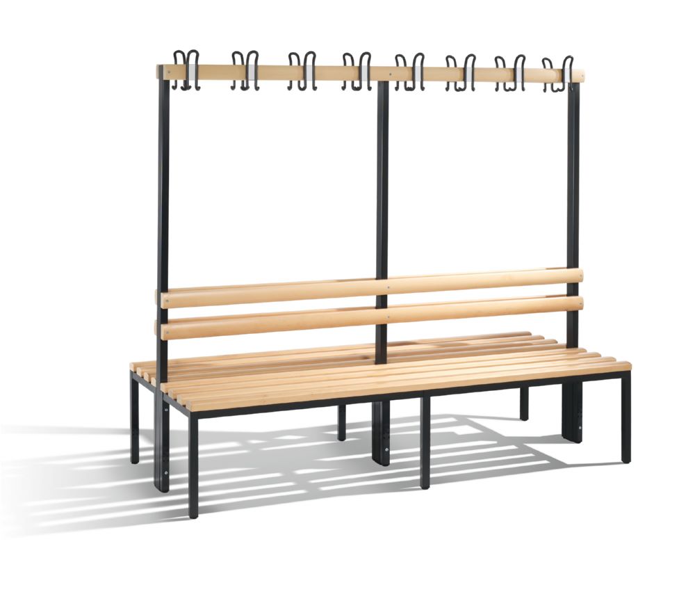 Produktbild C+P Garderobenbank 2-seitig H 1650 x B 1960 x T 750 mm in schwarzgrau bild 1