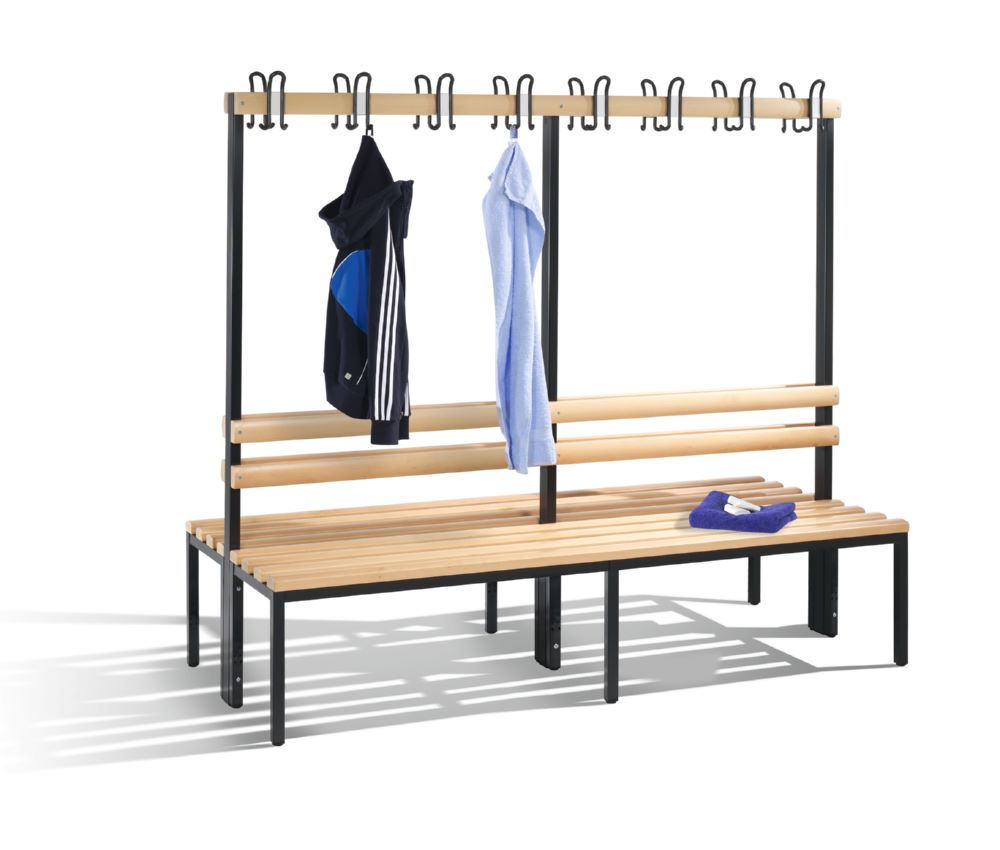 Produktbild C+P Garderobenbank 2-seitig H 1650 x B 1960 x T 750 mm in schwarzgrau bild 2