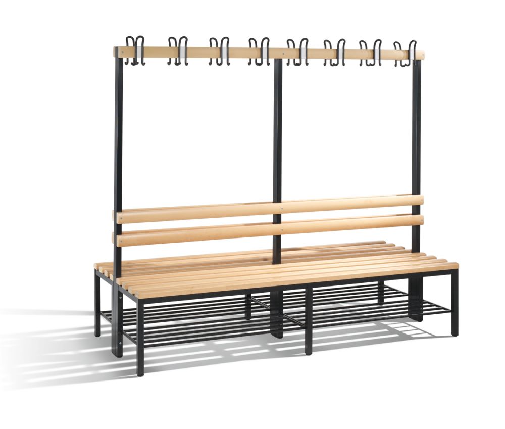 Produktbild C+P Garderobenbank 2-seitig 1650 x 1960 x 750 mm in schwarzgrau bild 1