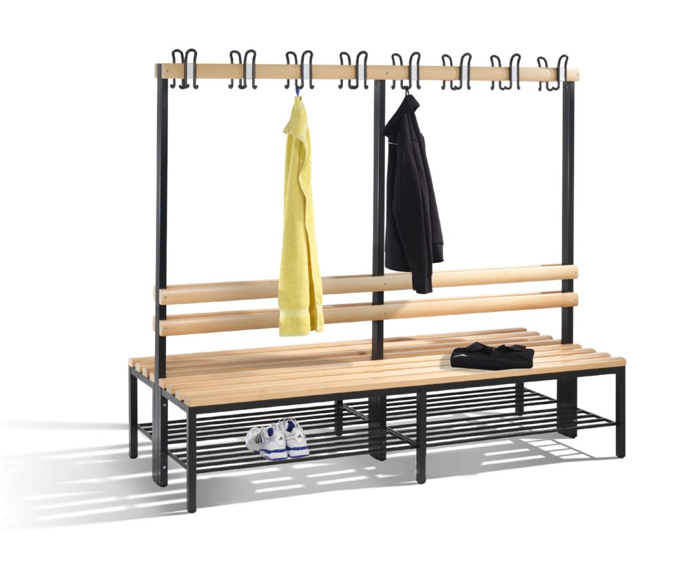 Produktbild C+P Garderobenbank 2-seitig 1650 x 1960 x 750 mm in schwarzgrau bild 2