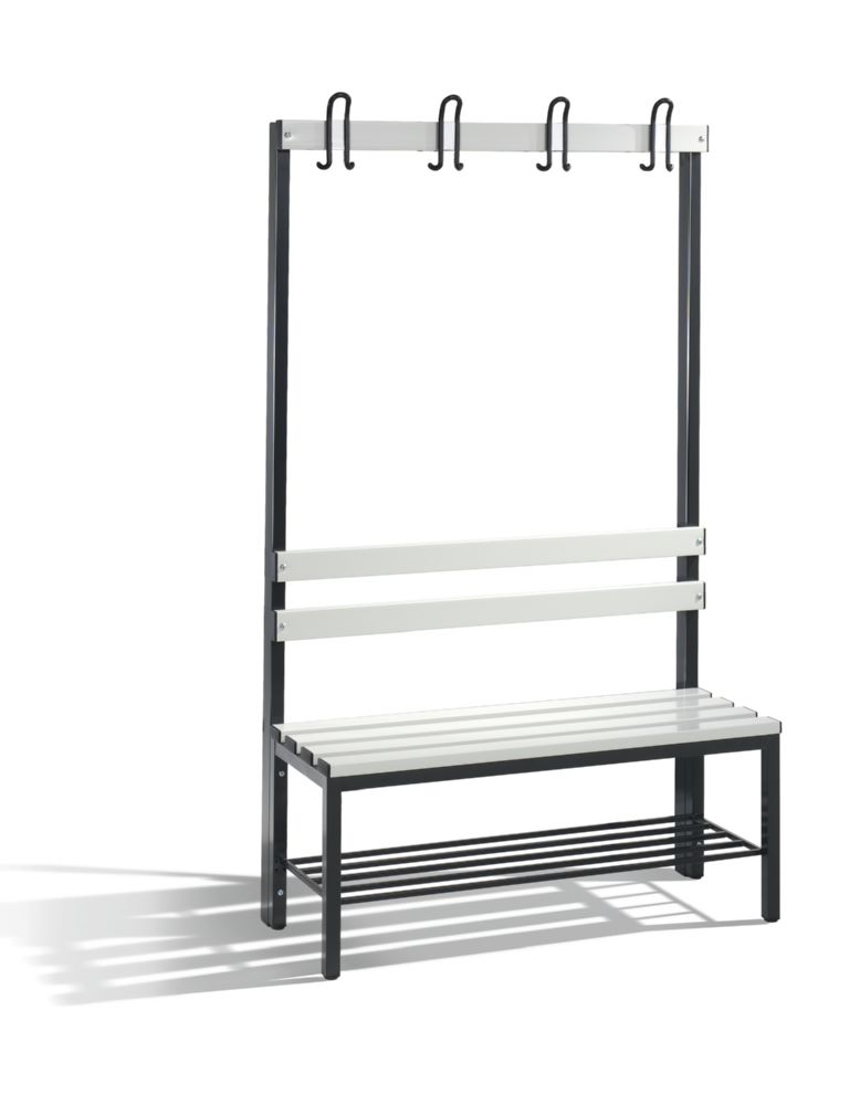 Produktbild C+P Umkleidebank mit 4 Füßen schwarzgrau lichtgrau 1000 x 400 x 1650 mm