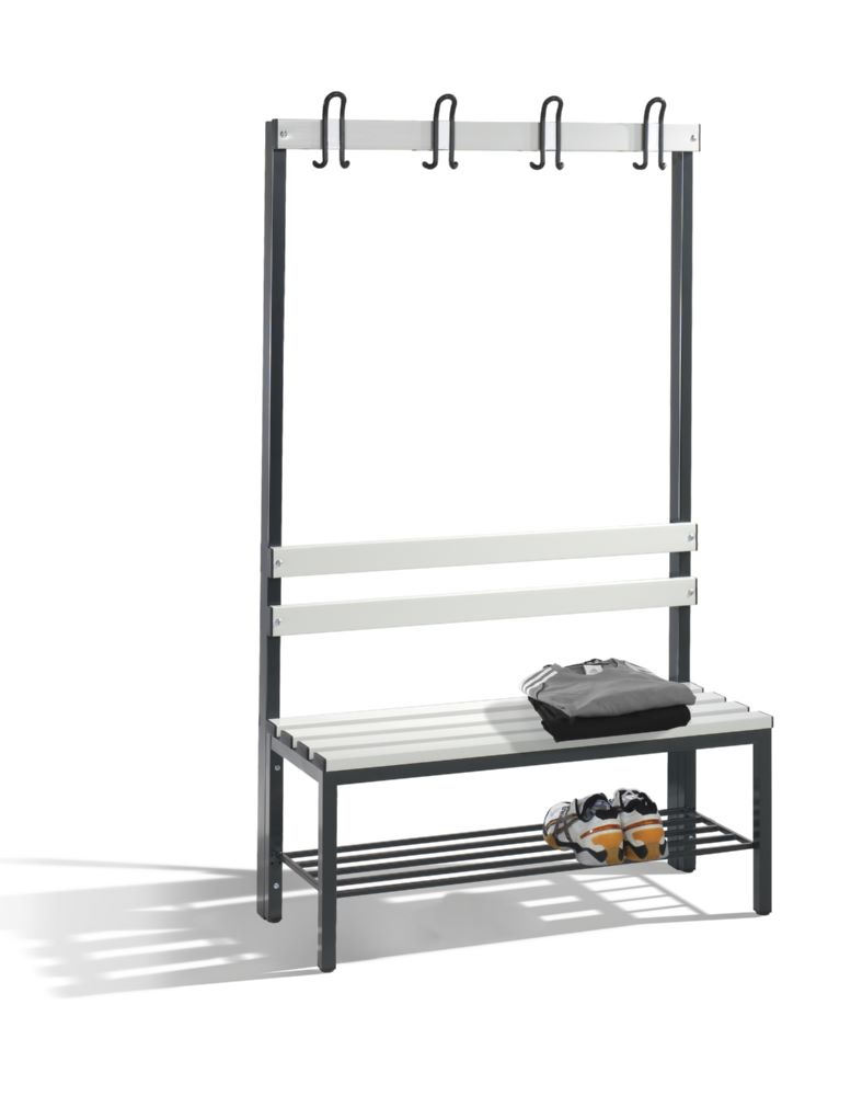 Produktbild C+P Umkleidebank mit 4 Füßen schwarzgrau lichtgrau 1000 x 400 x 1650 mm bild 2
