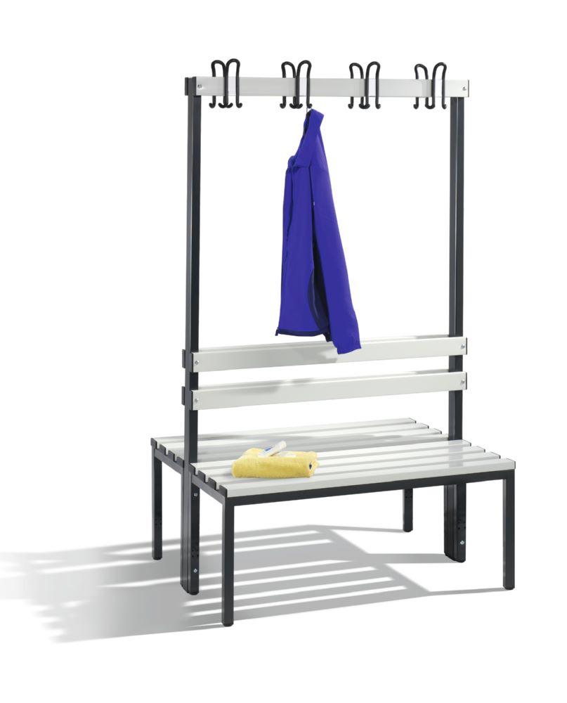 Produktbild C+P Garderobenbank zweiseitig mit Lehne grau hellgrau 1000 x 750 x 1650 mm bild 2