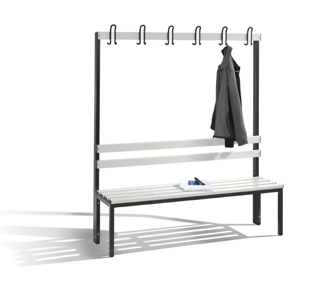 Produktbild C+P Garderobenbank mit Rückenlehne schwarzgrau lichtgrau 1500 x 400 x 1650 mm bild 2