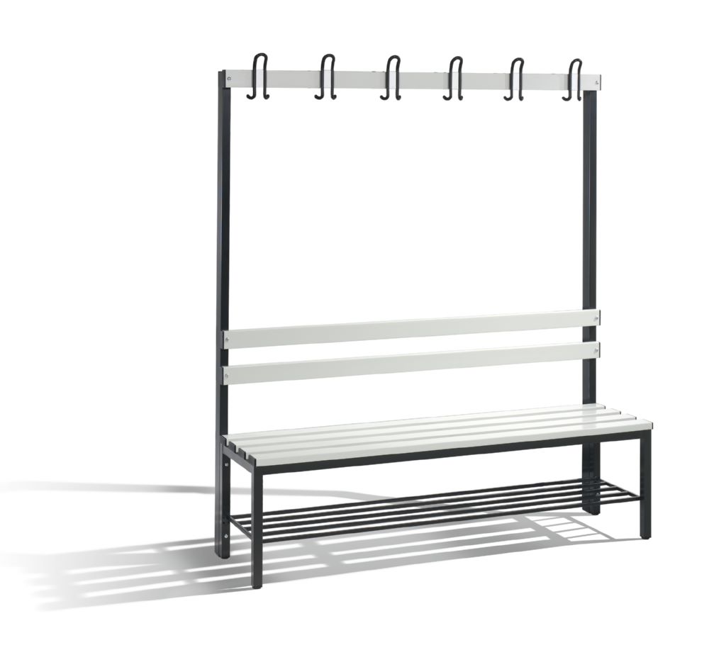 Produktbild C+P Garderobenbank 1 seitig Sitzfläche lichtgrau 1500 x 400 x 1650 mm